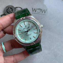 GF Factory 1:1 Breitling Chronomat 36mm u77310591u1 Green Leather strap Light Green dial A7750