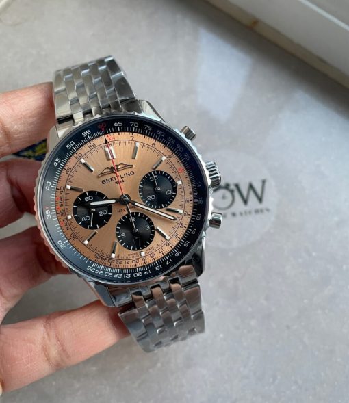 BLS Factory 1:1 Breitling Navitimer 01 Best Edition SS Salmon Dial A7750 - Image 5