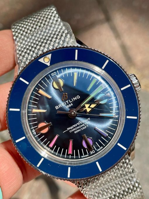 GF Factory 1:1 Breitling SuperOcean Heritage 57 SS/Black Ceramic Bezel Blue Dial Colors Markers A2824 - Image 4
