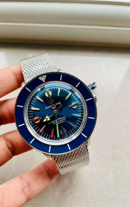 GF Factory 1:1 Breitling SuperOcean Heritage 57 SS/Black Ceramic Bezel Blue Dial Colors Markers A2824