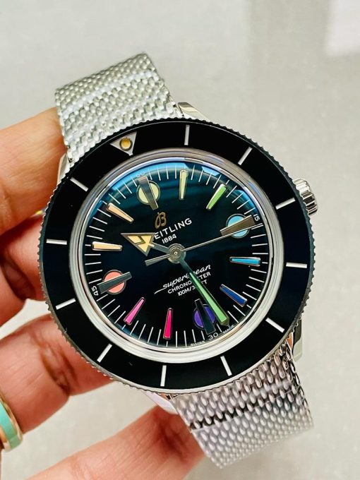 GF Factory 1:1 Breitling SuperOcean Heritage 57 SS/Black Ceramic Bezel Black Dial Colors Markers A2824 - Image 6