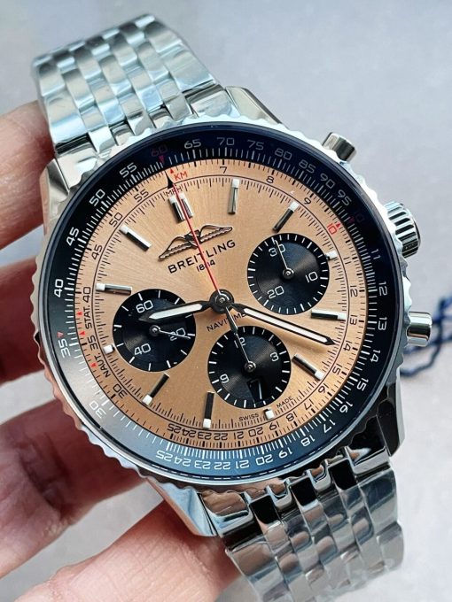 BLS Factory 1:1 Breitling Navitimer 01 Best Edition SS Salmon Dial A7750 - Image 6