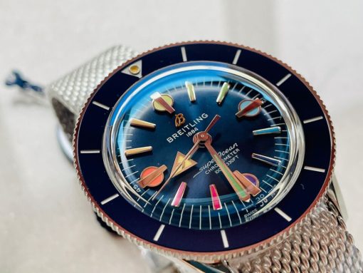 GF Factory 1:1 Breitling SuperOcean Heritage 57 SS/Black Ceramic Bezel Blue Dial Colors Markers A2824 - Image 10