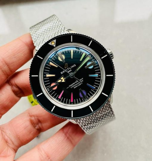 GF Factory 1:1 Breitling SuperOcean Heritage 57 SS/Black Ceramic Bezel Black Dial Colors Markers A2824