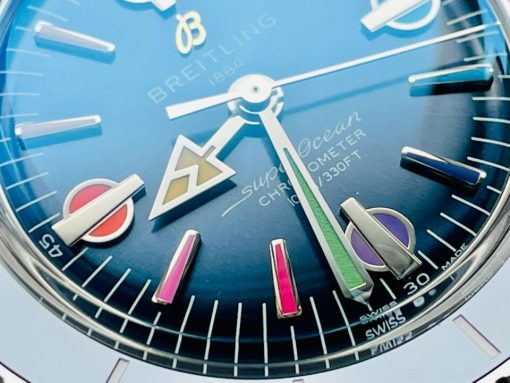 GF Factory 1:1 Breitling SuperOcean Heritage 57 SS/Black Ceramic Bezel Blue Dial Colors Markers A2824 - Image 7