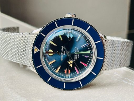 GF Factory 1:1 Breitling SuperOcean Heritage 57 SS/Black Ceramic Bezel Blue Dial Colors Markers A2824 - Image 8